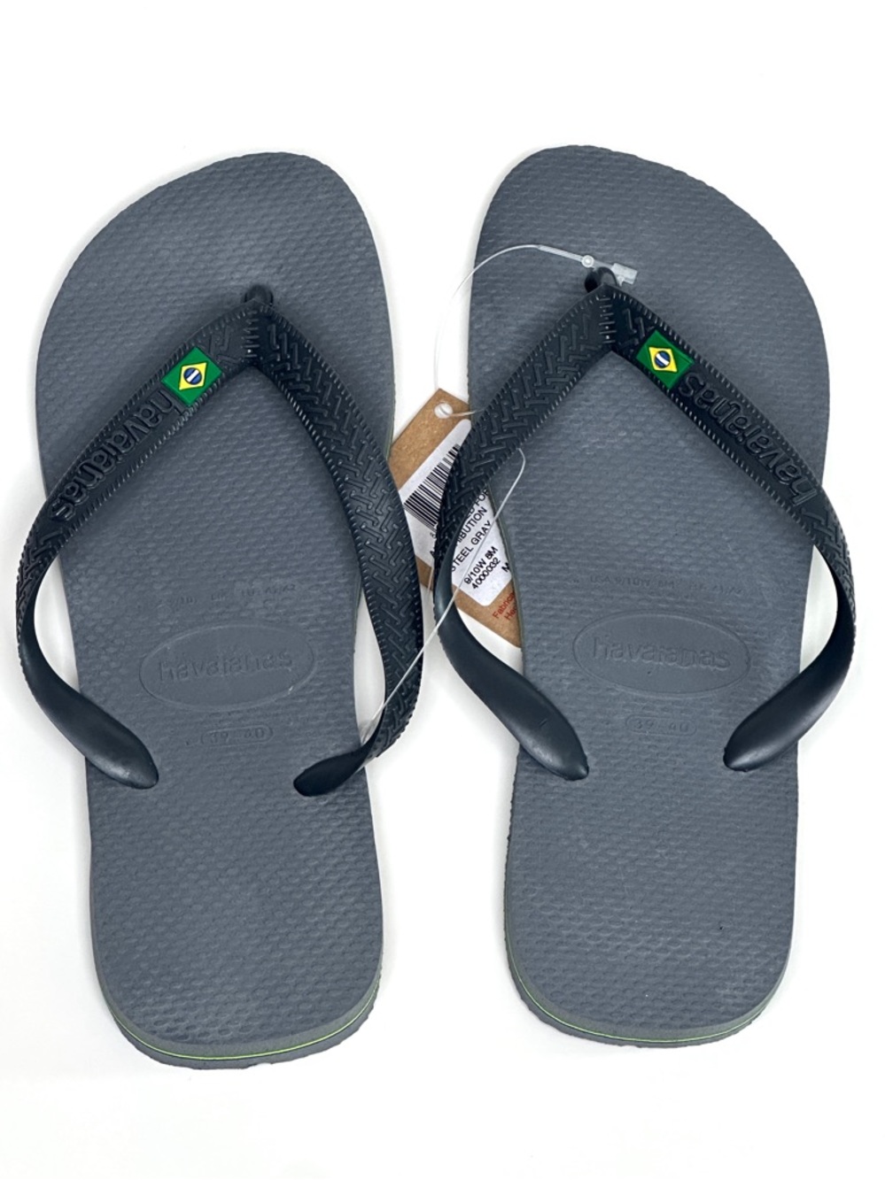 Havaianas Brazil Logo Flip-Flop Sandals Gray Mens Size 8, Euro 41/42 Womens 9/10